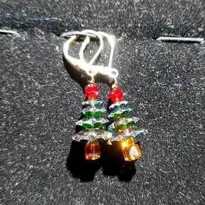 Handmade Swarovski Crystal Christmas Tree Earrings